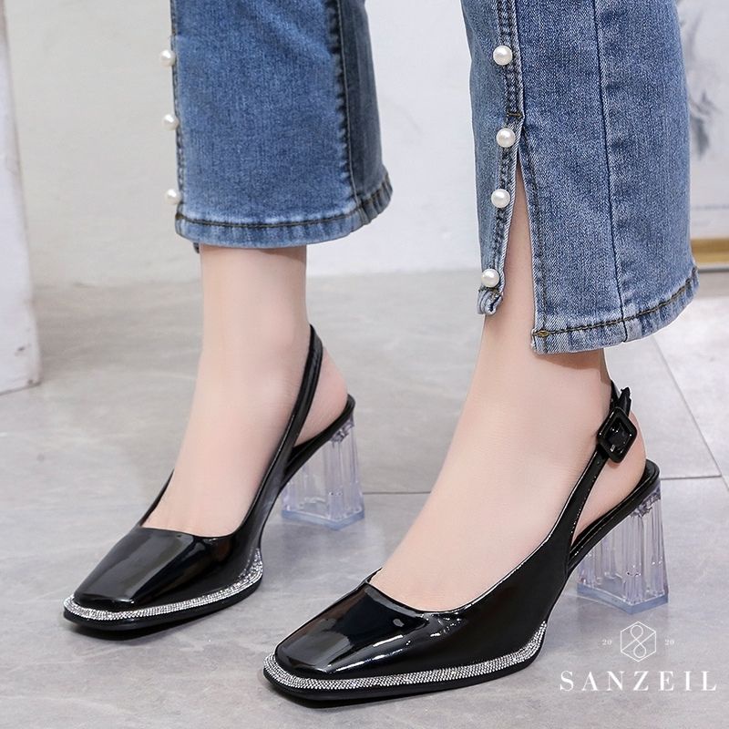 Sepatu Heels Wanita GO712 Chunky heels Import