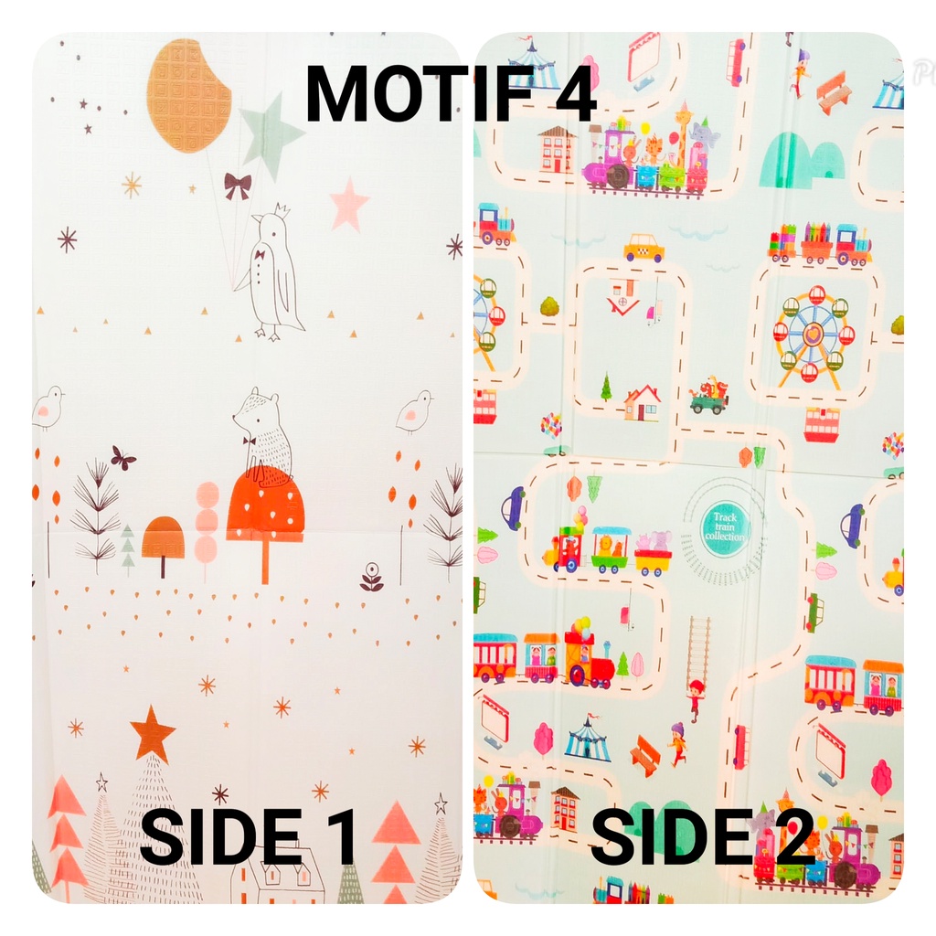 Matras Bayi Playmat Bayi Karpet Lipat Anak Bayi Tikar Lipat XPE MAT Double Side Tikar Lipat-MOTIF 4