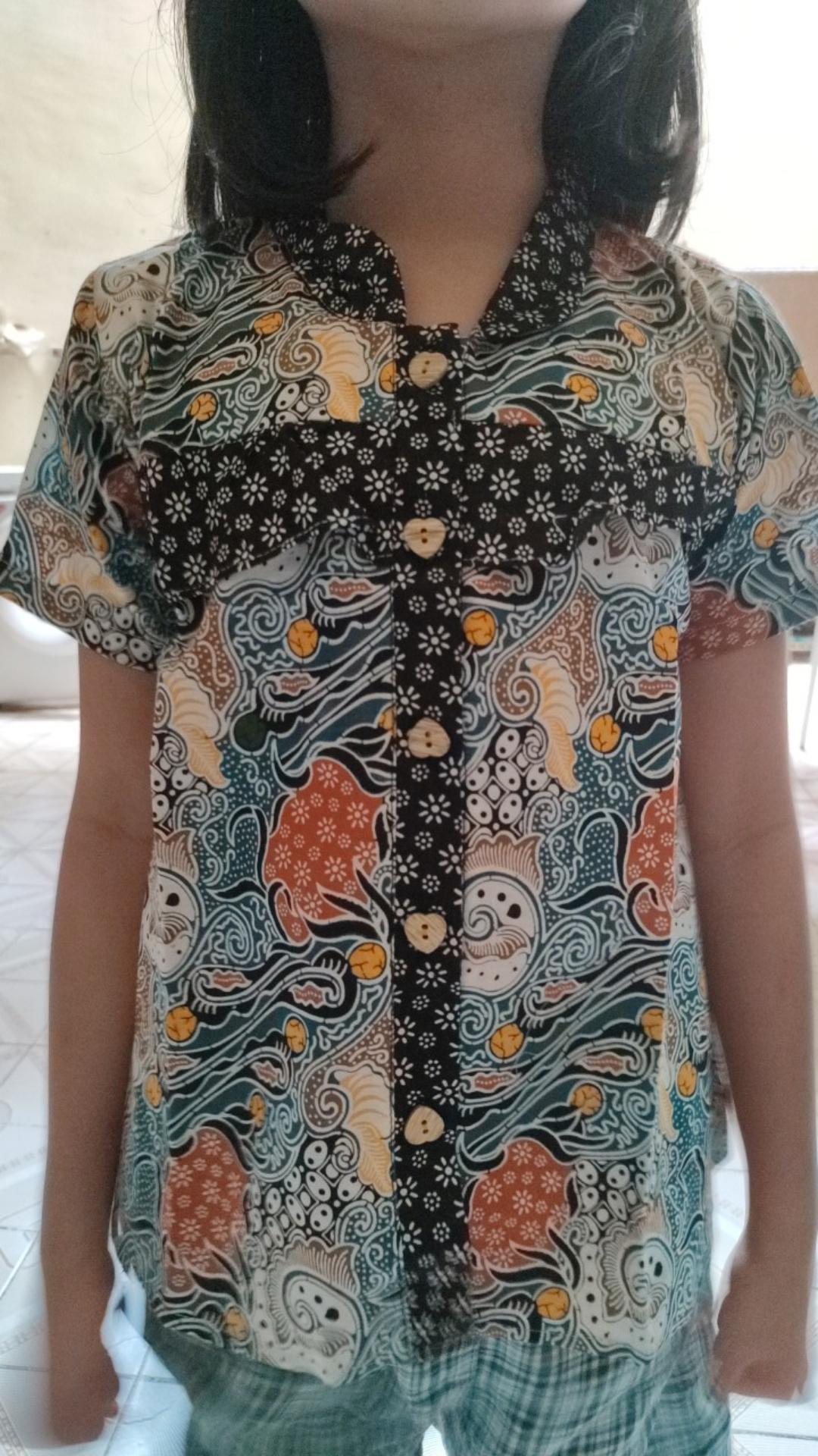 Kemeja Batik Anak Perempuan Cantik Lucu Atasan Batik Anak Cewek Biru Pink Hijau Top Batik Anak Soft