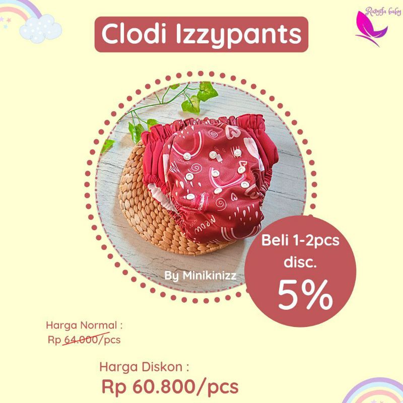 Klodiz Izzipant Clodi Popok Kain Popok Celana Pampers Hemat 5 - 20 kg