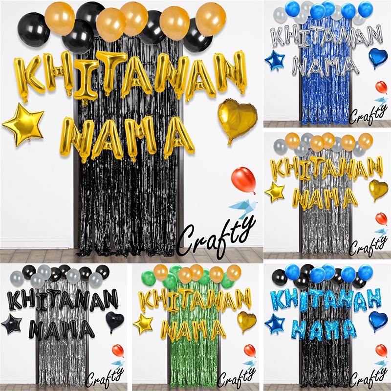 [PAKET] Dekorasi Balon Warna Warni SIMPLE KHITANAN CURTAIN Backdrop Acara Sunatan