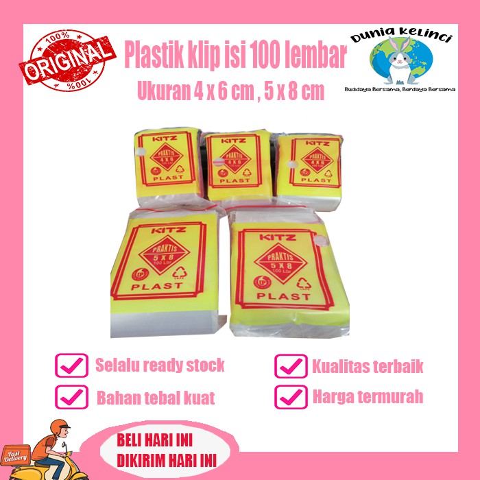 Plastik Klip isi 100 lembar 4x6 cm , 5x8 cm tebal kuat Ziplock Zippack  Zipper plastik obat KITZ