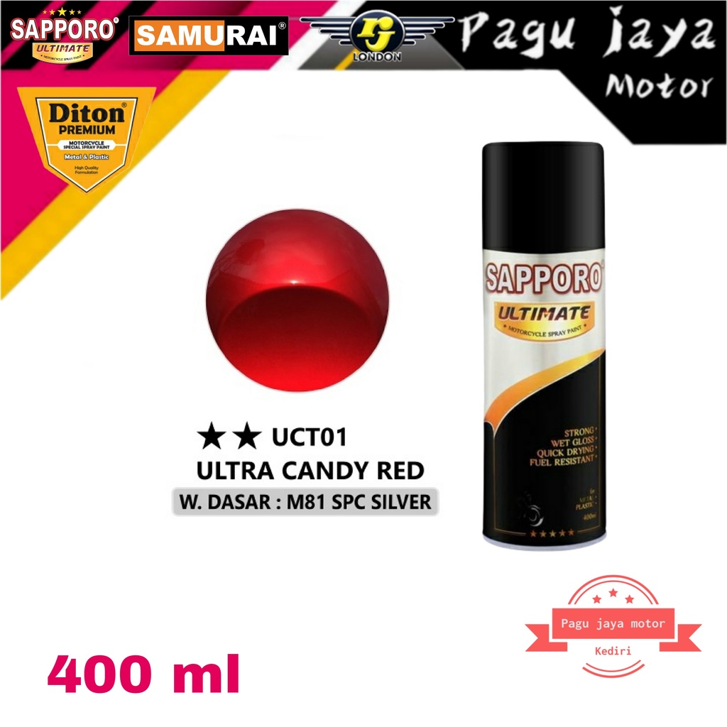 SAPPORO ULTIMATE UTC01** ULTRA CANDY RED 400ml pilox pilok cat semprot spray paint