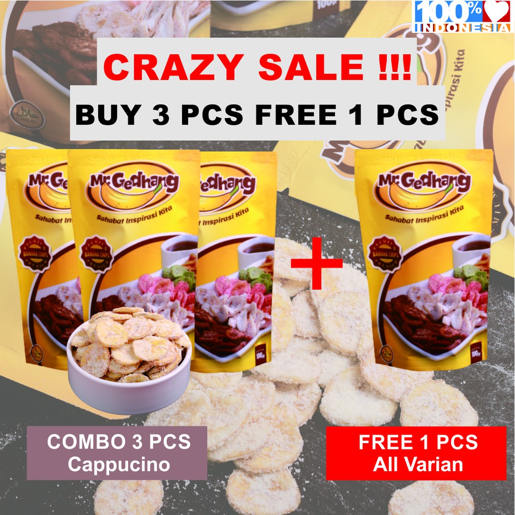 

CRAZY SALE Buy 3 get 1 FREE Keripik Pisang Cappucino 100gr Cemilan [Mr Gedhang terlaris] recommend