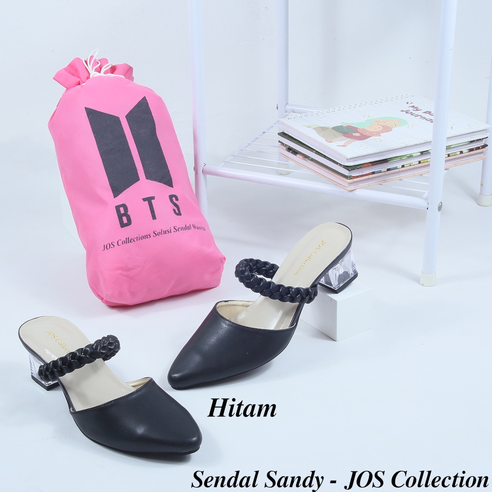 Sendal Wanita Mules Terbaru Hak Kaca Tinggi 5 cm - Sandy by JOS Collection