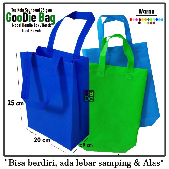 

NEW Box 20x25x9 cm | Tas Kain Spunbond / Goodie Bag Polos Kantong Souvenir - Bebas apa saja