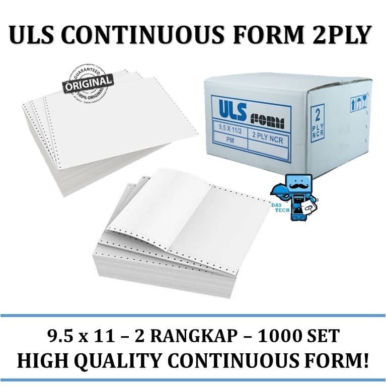 

Continuous Form ULS 9.5x11 2 ply / 2ply / 2 Rangkap NCR - High Quality