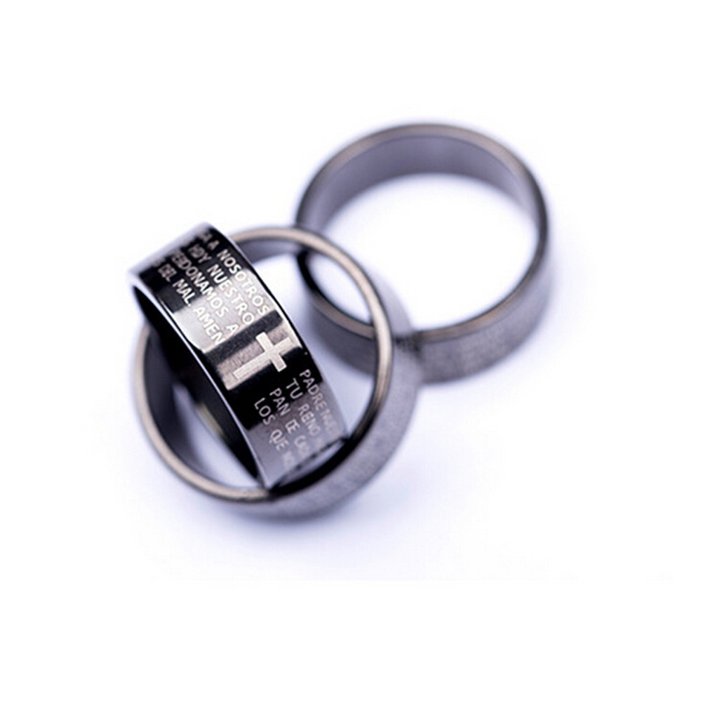 1pc Cincin Bahan Titanium steel Desain Salib Untuk Pria / Wanita