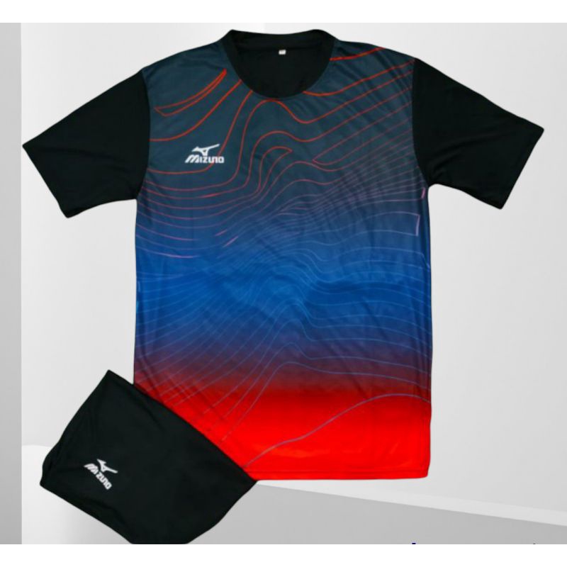 KAOS OLAHRAGA PRIA BAJU FUTSAL KAOS MIZUNO PRINTING,JERSEY VOLLY PRINTING.