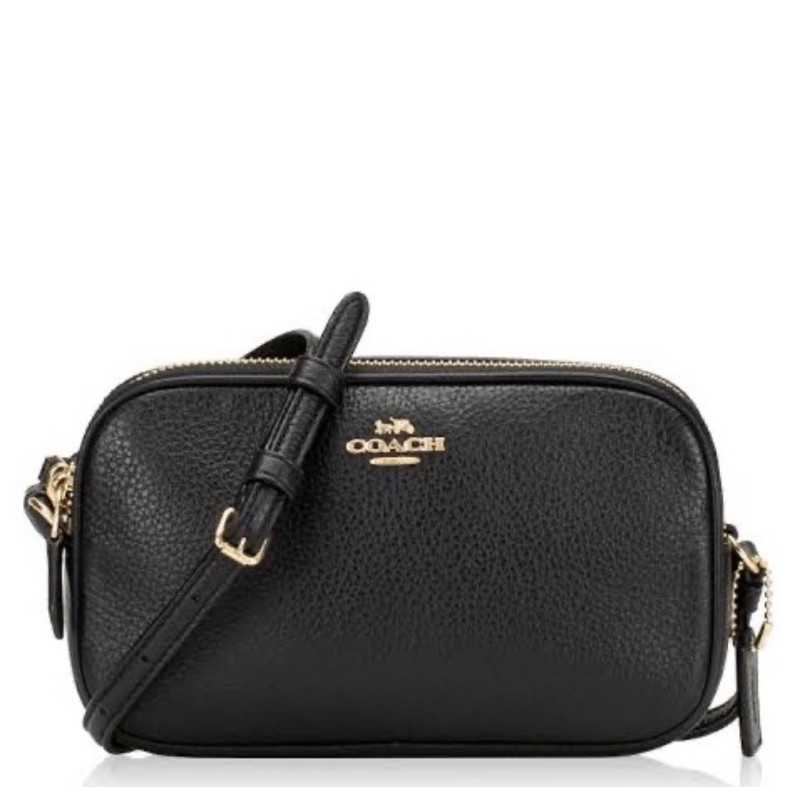 COACH CROSSBODY DOUBLE ZIP POUCH IN PEBBLE LEATHER (F65988)