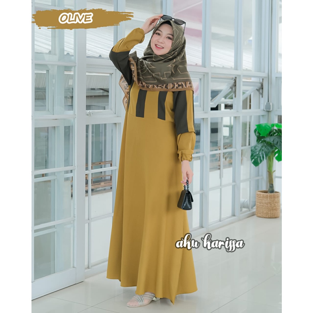 DRESS SYAHIRA ORIGINAL BY AKU KARISSA terbaru simple polos itycrepe baju busana muslim wanita menyusui syari hits