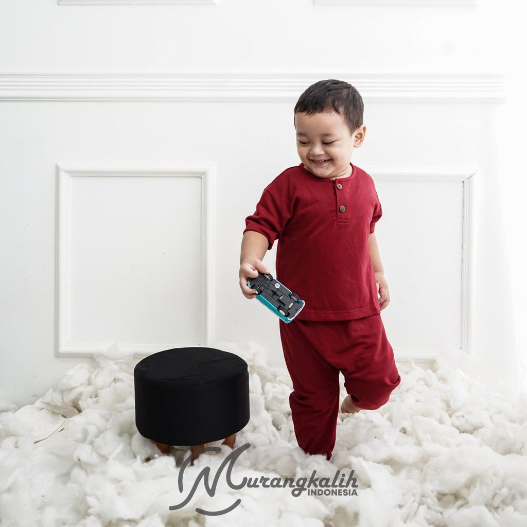 MURANGKALIH - AZKA SET | Setelan Jogger Anak 1-5 Tahun Piyama Anak Setelan Kancing Dua Anak Celana Jogger Dan Baju Anak Setelan Polos