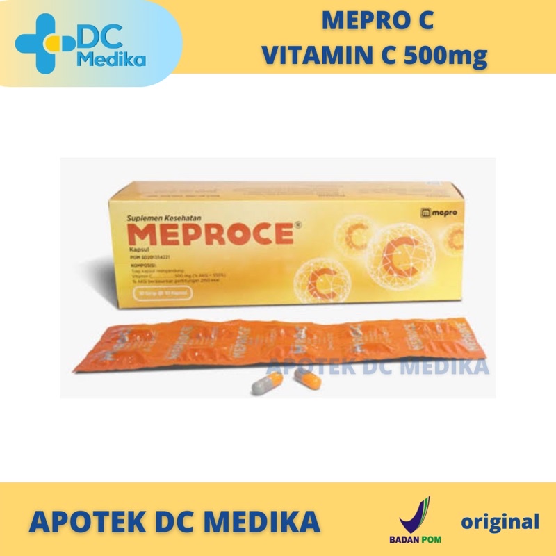 Mepro C tablet strip 10 tablet / Vitamin c 500mg / Vitamin C / Vitamin daya tahan tubuh
