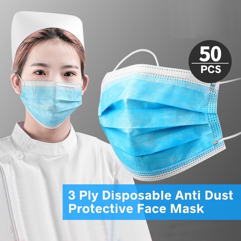 MASKER HIJAB DAN EARLOOP FACE MASK 3 PLY ISI 50 PCS