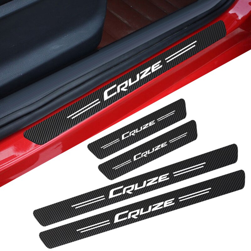 4pcs Stiker Sill Pintu Mobil Bahan Carbon Fiber Untuk Chevrolet Cruze