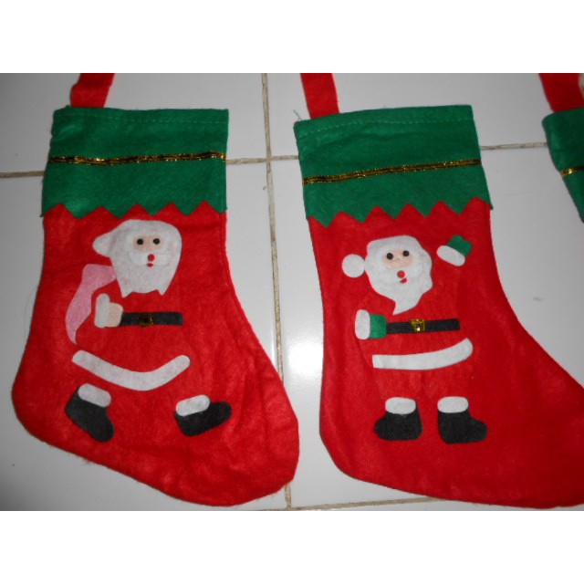 kaos kaki natal xmas sock ukuran 30 cm flanel