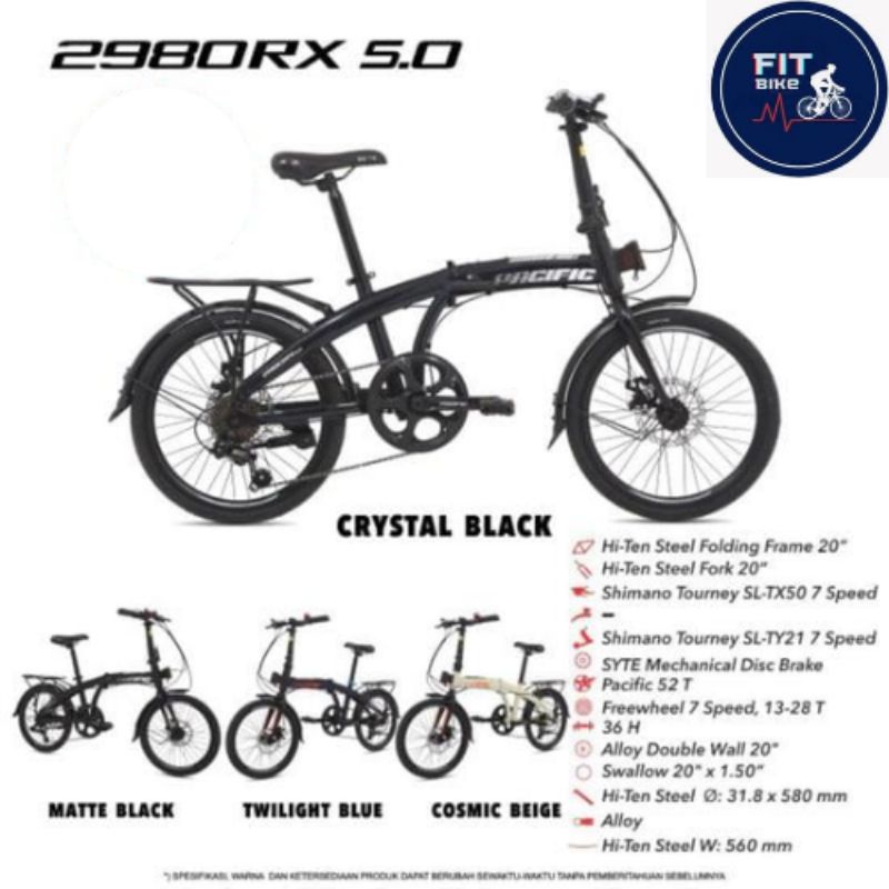 SEPEDA LIPAT FOLDING BIKE PACIFIC 20 INCH 2980 RX 5.0 7 SPEED ANAK COWOK CEWEK DEWASA