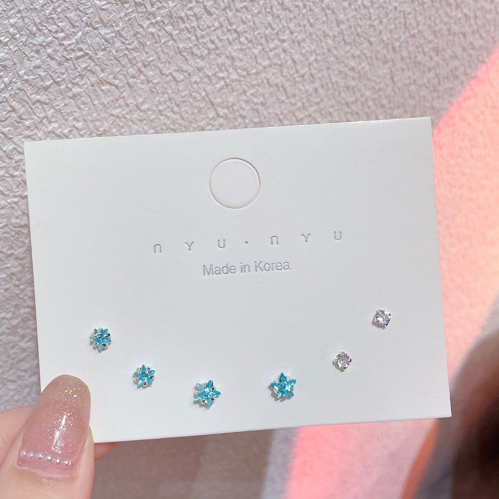 6pcs / Set Anting Tusuk Bentuk Bintang / Geometri Aksen Zircon + Berlian Imitasi Untuk Perhiasan Wanita