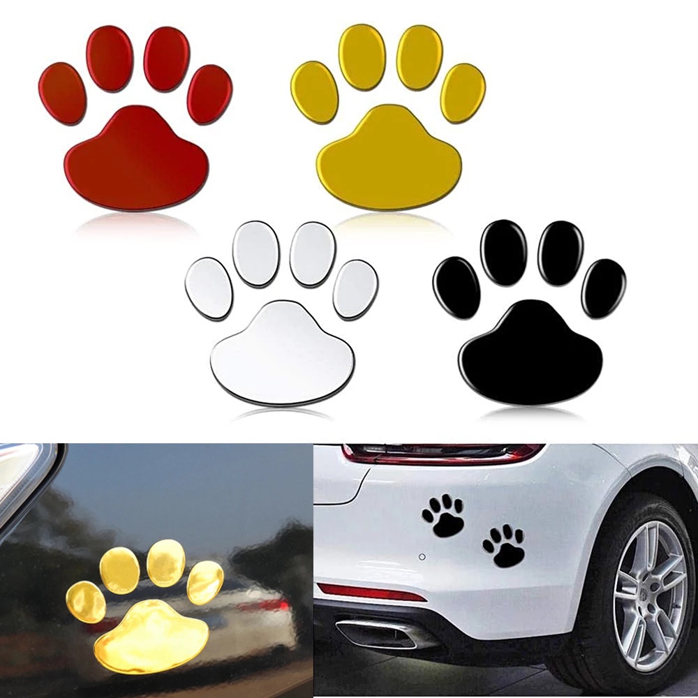 QUINTON 2Pcs Car Stickers Puppy Claw Footprint Sticker Windshield Decals Cute Paw Bumper Door Mirror Cat Dog Footprint PVC Autos Window Decal/Multicolor