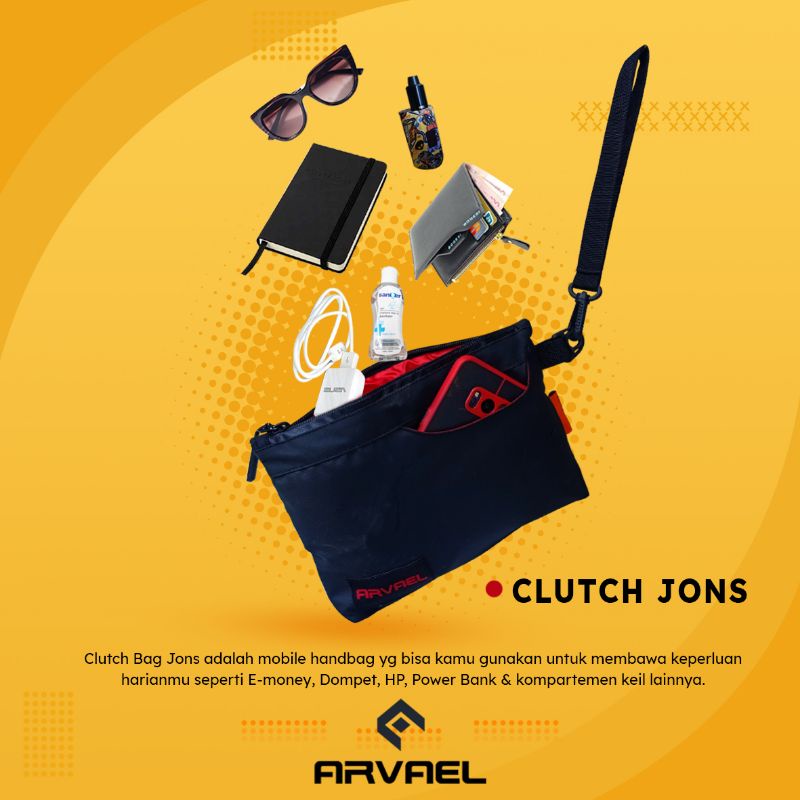 Tas Tangan Pria Clutch Bag Anti Air Premium Pria Wanita Kerja Kantor Arvael Jons