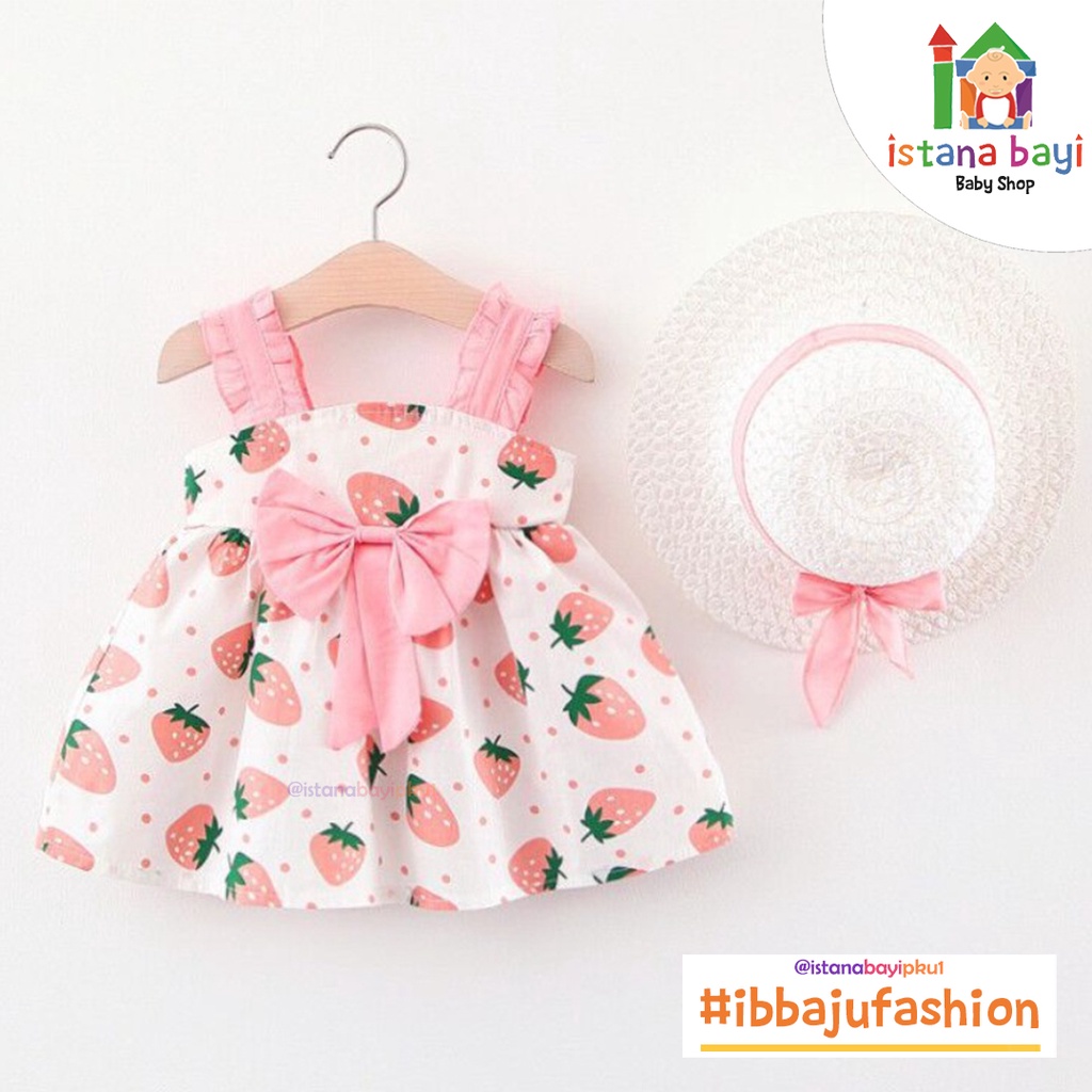 DRESS BAYI - KOREAN BABY DREES 0-3 TAHUN FREE TOPI / GAUN BAYI LUCU IMPORT DRESS BAYI CANTIK