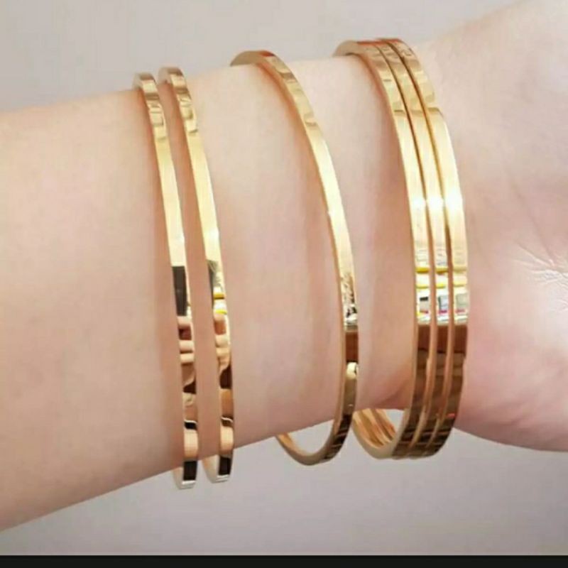 Gelang keroncong titanium wanita satu set 6 Pcs