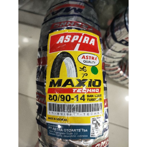 ban velg ring 14 aspira maxio techno tubelles tubles ukuran 80/90 ban depan motor beat fi vario 110 
