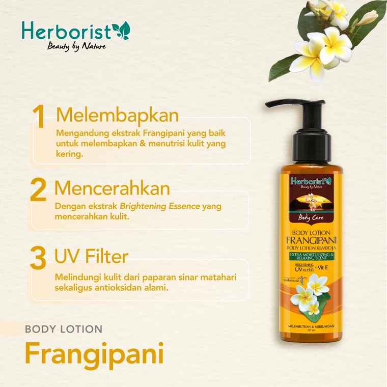 Herborist Body Lotion Zaitun Coconut Frangipani Whitening UV Filter Herboris 145ml