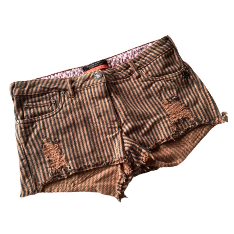 y2k brown striped chocolate shorts celana denim short pants jeans ripped