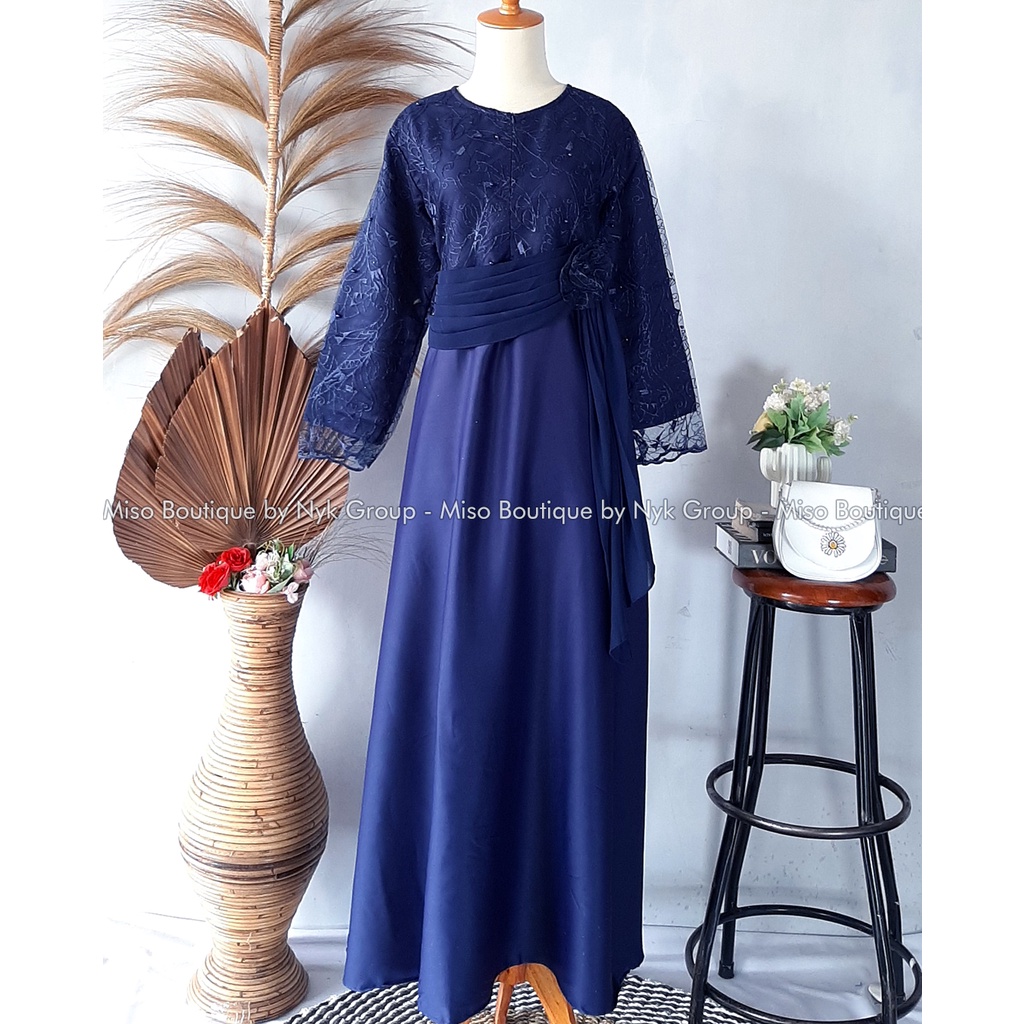 Pitaloka Gamis Dress Wanita - Maxi Brukat Tulle Mix Premium - Gamis Busui Friendly - Gamis Pesta Kekinian - Gamis Terbaru dan Termurah