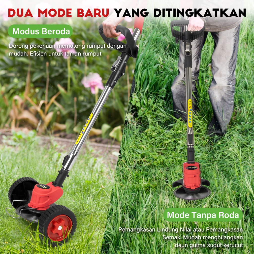 IXCE 24V/36V/48V Mesin potong rumput Cordless Lawn Mower mesin pemotong rumput listrik mesin pemotong rumput paket pisau kabel panjang yang dapat disesuaikan Grass Trimmer Mesin Pemotong Rumput Taman Alat Potong rumput  Harga grosir bisa nego