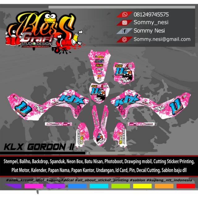 DECAL STICKER KLX GORDON PINK FULL BODY