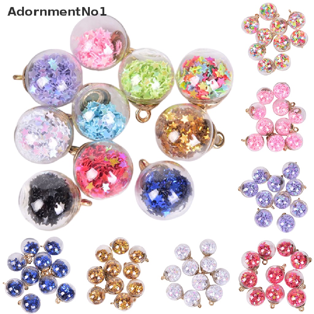 (AdornmentNo1) 10pcs / Set Liontin Bola Kaca Bentuk Pentagram Untuk Membuat Perhiasan DIY