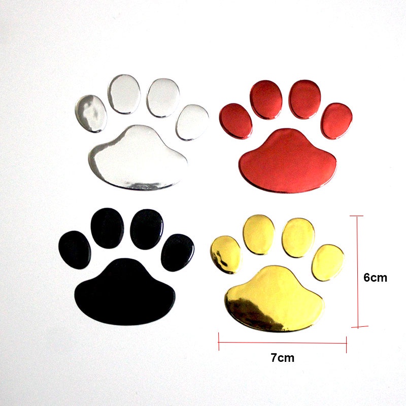 2pcs Keren Stiker Mobil Desain paw 3d Hewan Anjing Kucing Beruang Kaki Cetak Jejak Kaki Stiker Mobil Perak Emas Aksesoris Mobil