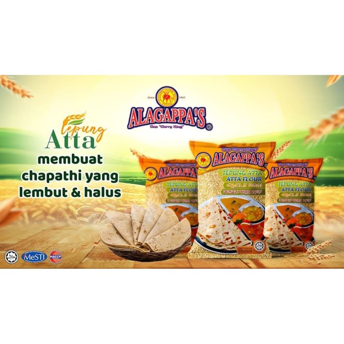 

MURAH Alagappas ATTA FLOUR/ Tepung Atta (gandum) 800 Gram
