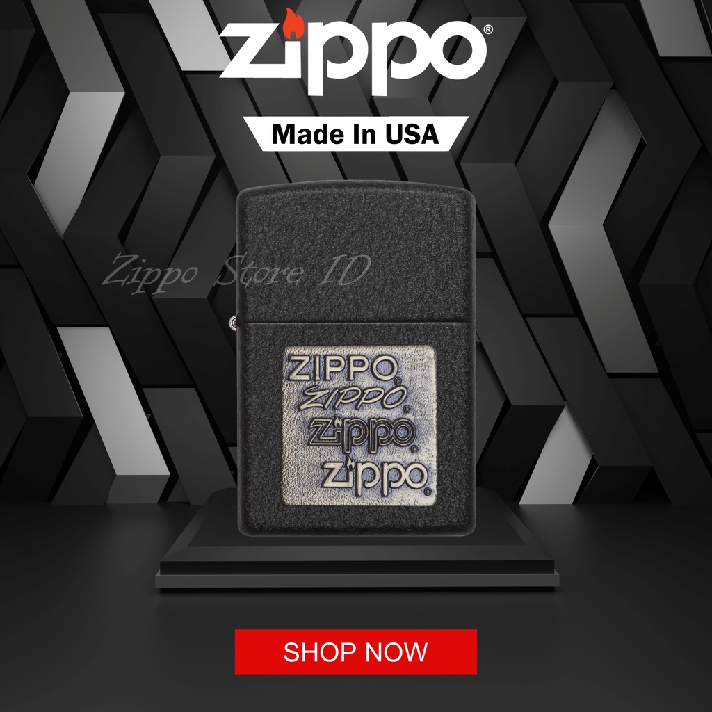 Korek Zippo Black Crackle Gold Zippo Logo 362 Original Garansi Resmi