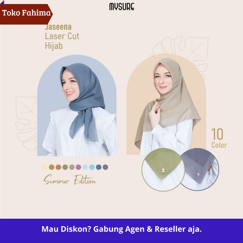 Hijab Square Segi Empat Laser Cut Voal Premium Tidak Licin Dan Nyaman Jaseena Original Brand MySure