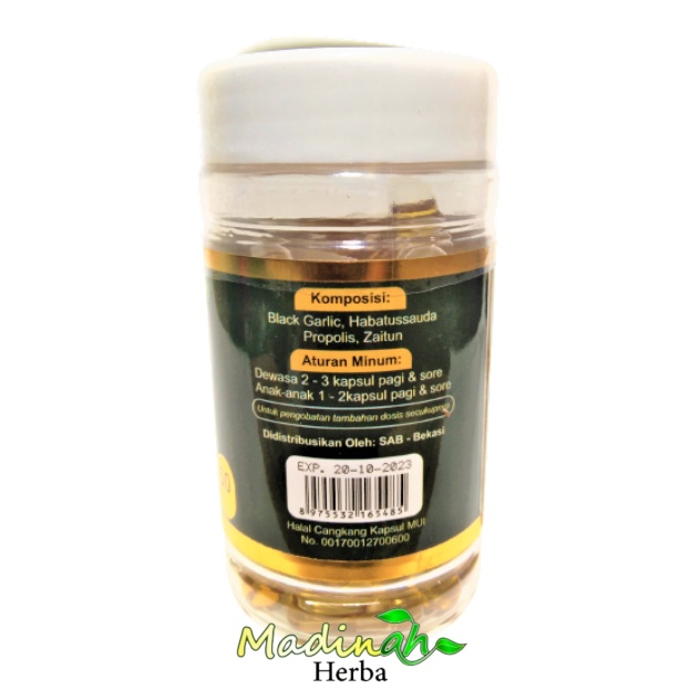 Herba Gold | Habbasy Garlic | Habbatussauda + Black Garlic Oil + Olive Oil + Propolis 60 kapsul