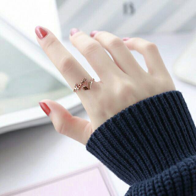 GG Cincin Love Titanium Premium Lapis Emas 18K #CC-