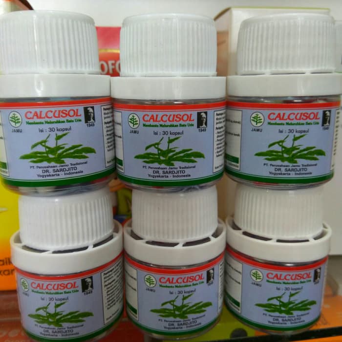 CALCUSOL 30 KAPSUL SUPLEMEN HERBAL BATU GINJAL (BATU URIN) SERTIFIKASI HALAL BPOM