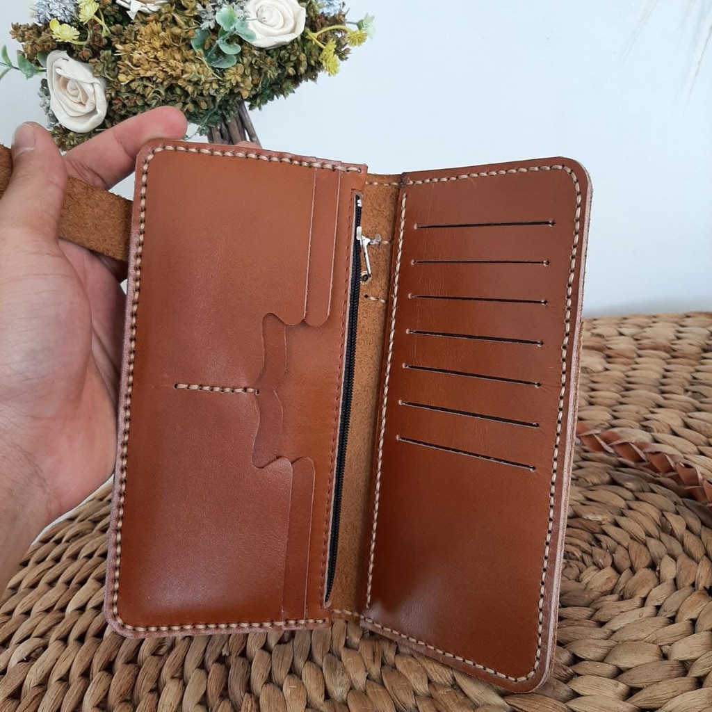 Dompet kulit asli pria panjang ASLI FULL GRAIN KuLit sapi ORI vintage ISHIYA O5G3