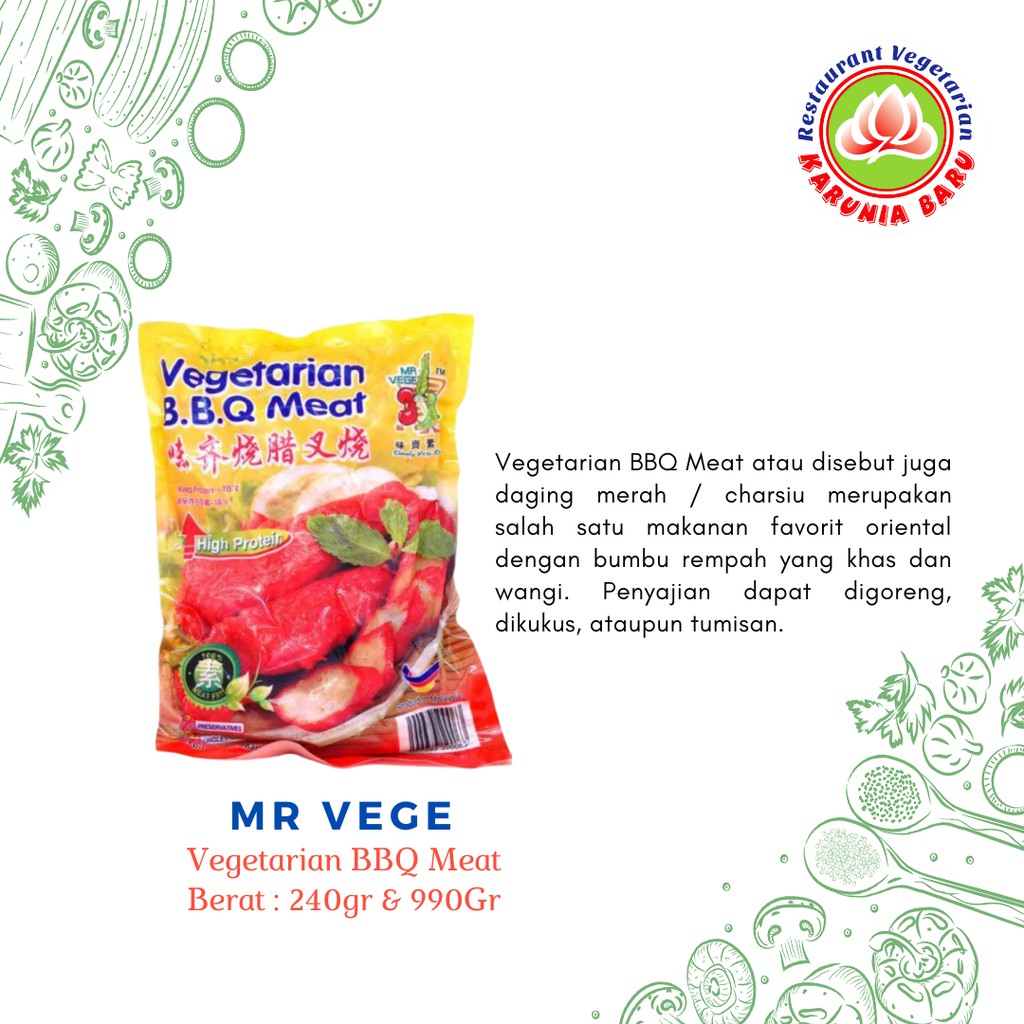 

MR VEGE Vegetarian BBQ Meat/Daging BBQ Vegetarian