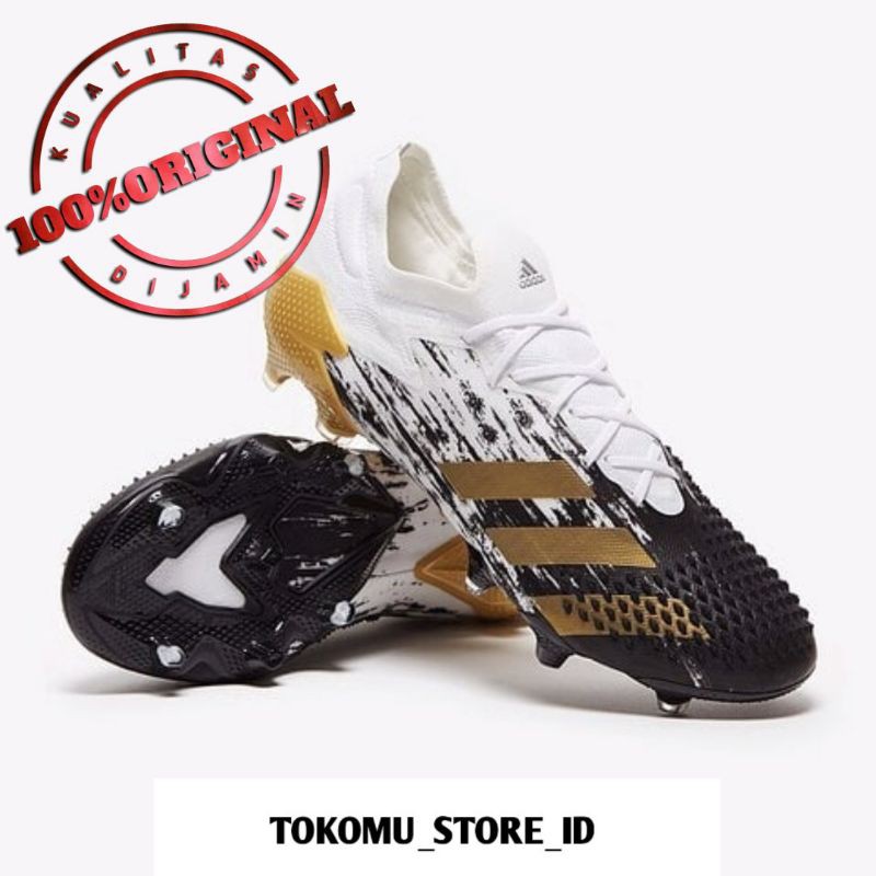 SEPATU MURAH ORIGINAL Adidas Predator Mutator 20.1 Low White Gold Metallic Core Black Soccer
