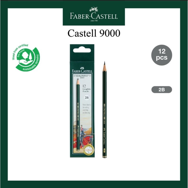 

Pensil Tulis 2B Faber Castell 9000 isi 1 dus 12 pcs