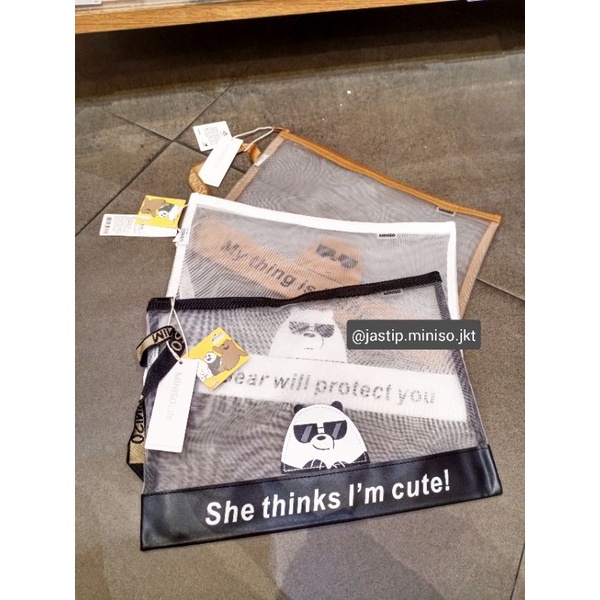 MINISO 🆕 A4 Document Bag / Tempat Berkas WE BARE BEARS (sz.33x24.5cm)