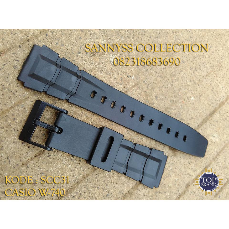 STRAP TALI JAM CASIO W-740 - W 740 - W740 RUBBER HITAM