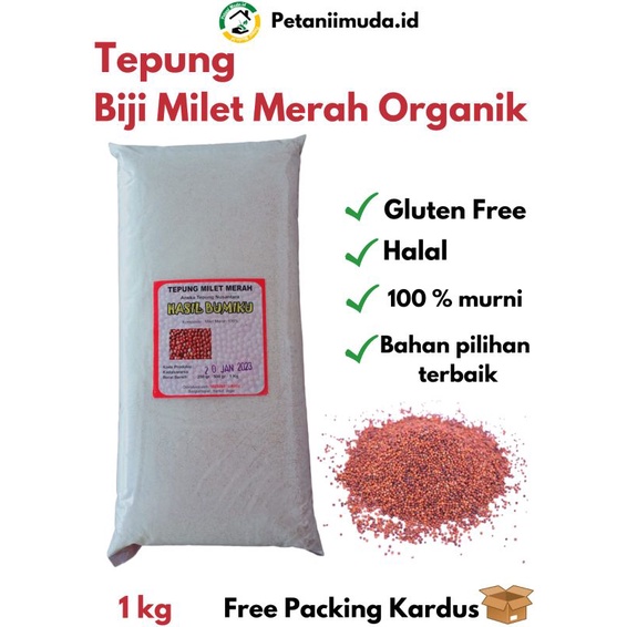 

Tepung Milet Merah kemasan 1 KG/Tepung Biji Milet Merah kemasan 1 KG/Tepung Organik Gluten Free/Tepung Millet Merah kemasan 1 KG