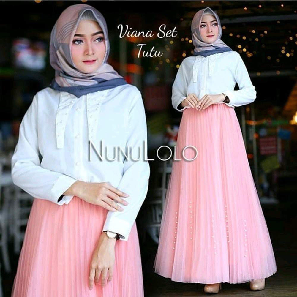 Baju Muslim Gamis Setelan - Baju Muslim Dress Set - Baju Wanita Viana Set Dress Maxi