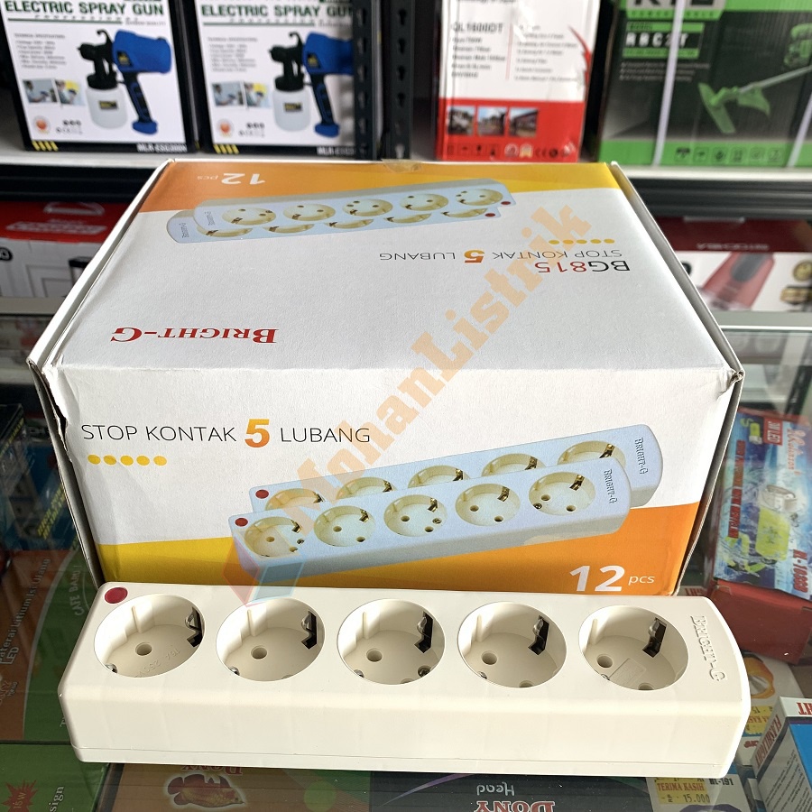 Stop Kontak Bright-G 5 Lubang 5 Lobang BG-815 Kuningan SNI Tanpa Kabel