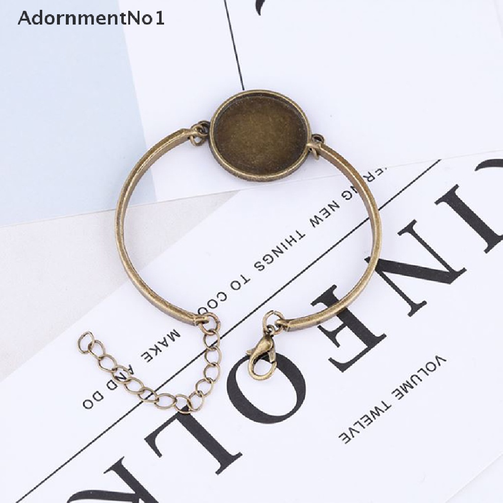 (AdornmentNo1) 4pcs / Set Base / Nampan Kosong Bentuk Bulat Gaya Retro Untuk Membuat Gelang / Perhiasan DIY